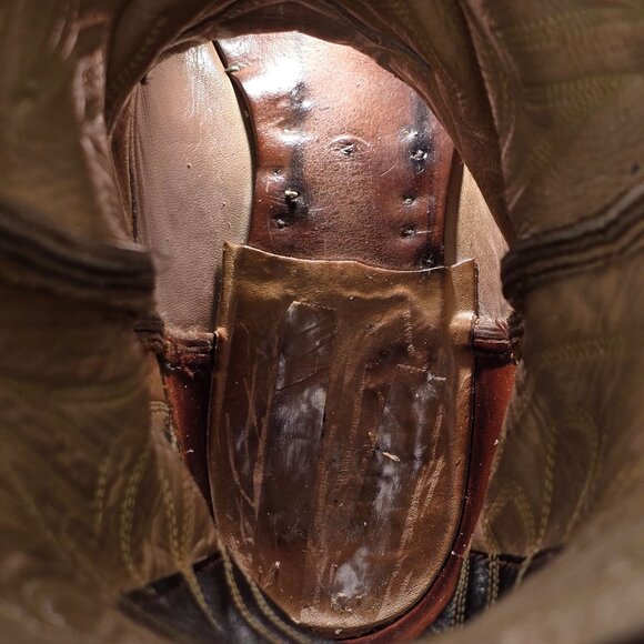 Vintage Tony Lama Exotic Caribou Brown Cowboy Boots Western Mens 10E Gold Label - Picture 13 of 16